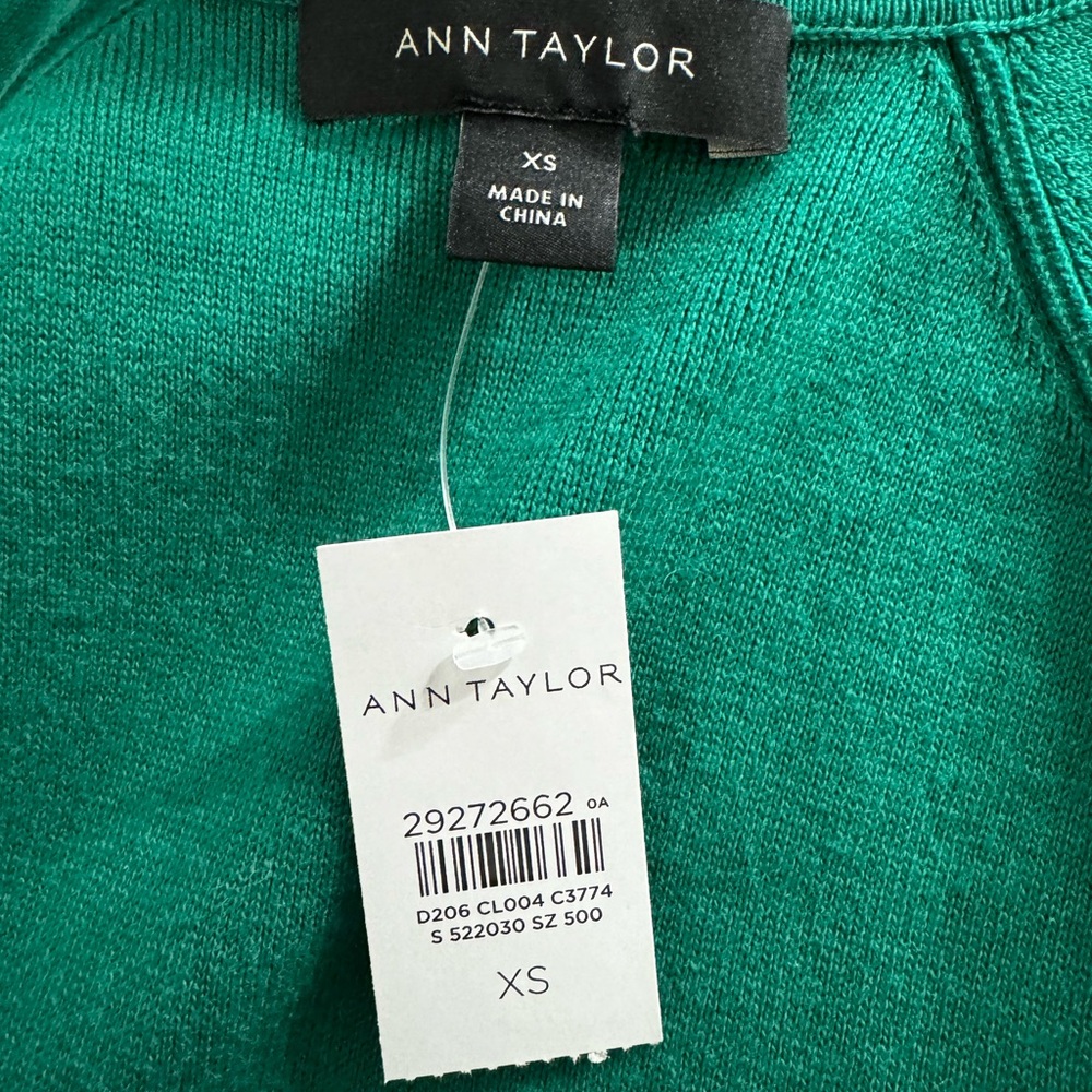 Ann Taylor cotton blend duster, vibrant green, new w tags. Size xs. - Picture 5 of 7